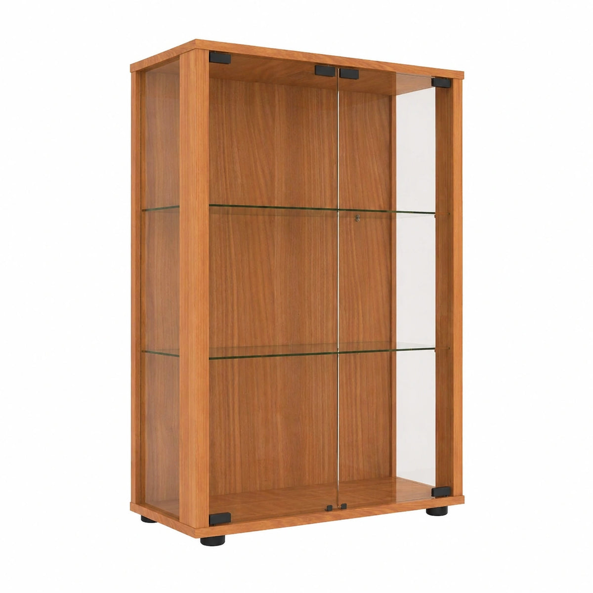 Meuble polyvalent, en noyer et verre, pour les espaces de vie