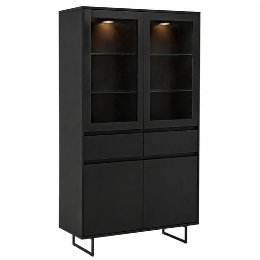 Armoire, avec rangement, avec portes, en chêne et panneaux de bois, 110 x 45 x 190 cm, coloris noir, pour la chambre