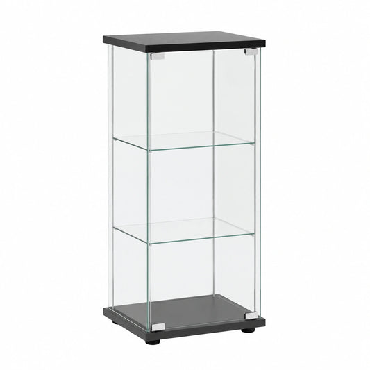 Armoire, avec rangement, en verre trempé, coloris noir, pour la chambre
