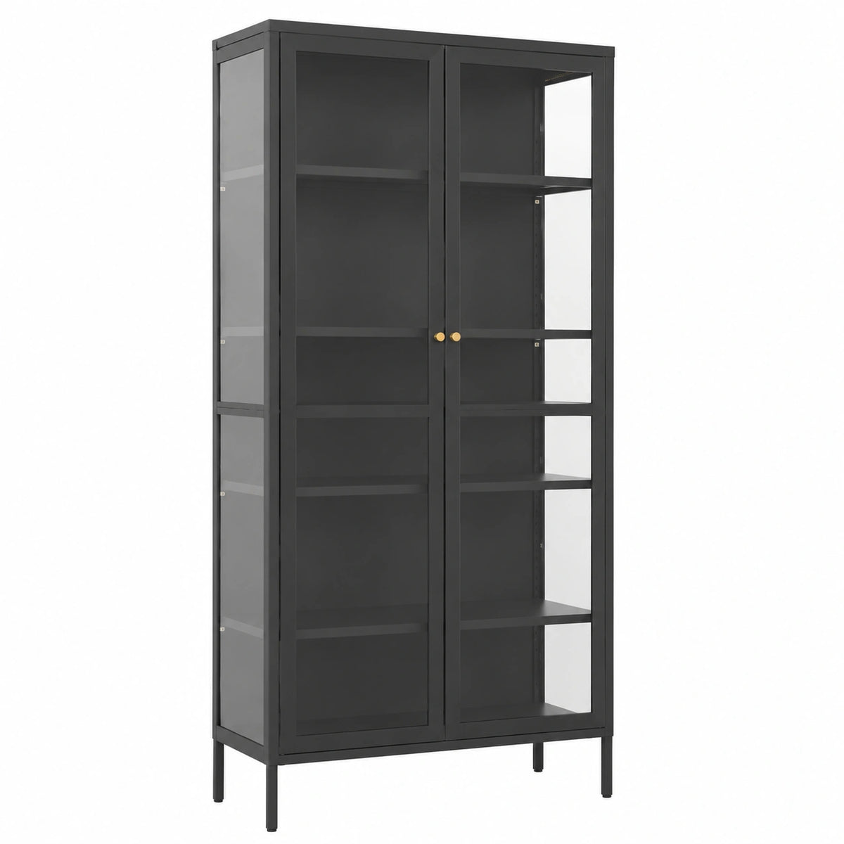 Meuble polyvalent, en acier et verre trempé, 90 x 40 x 180 cm, coloris anthracite, pour les espaces de vie