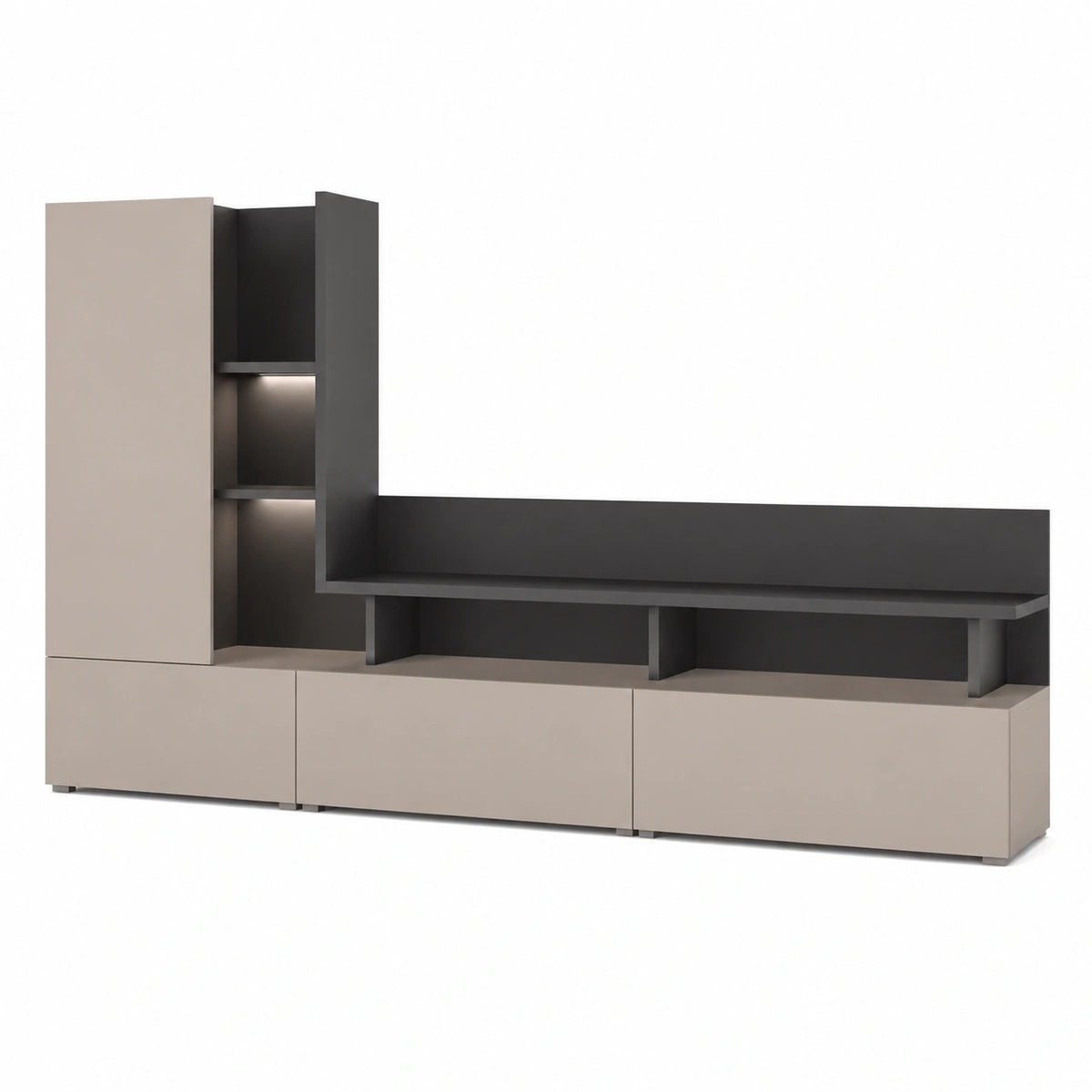 Buffet, coloris noir et taupe, pour la salle à manger ou le salon
