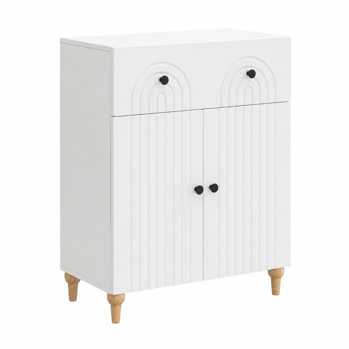 Buffet, avec rangement, avec tiroirs, avec portes, coloris blanc, 66 x 34,5 x 90 cm, pour la salle à manger ou le salon
