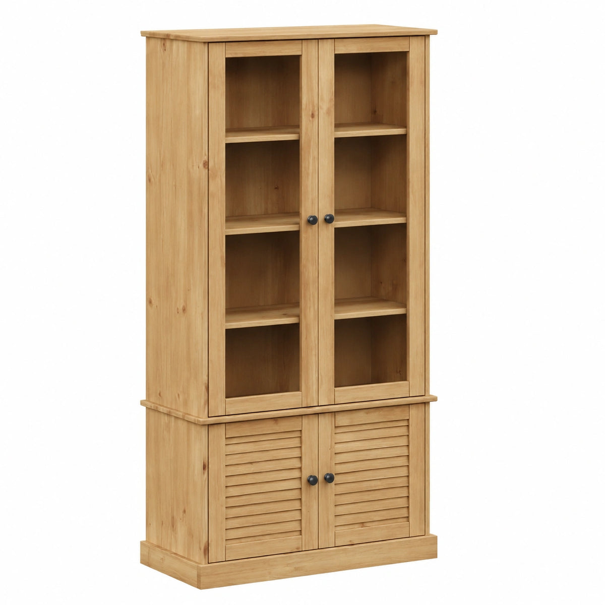 Armoire, avec portes, en bois massif et verre, 85 x 35 x 170 cm, pour la chambre