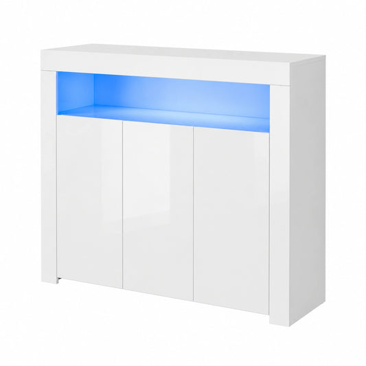 Buffet, avec portes, coloris blanc, pour la salle à manger ou le salon