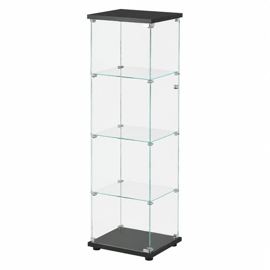 Bureau, avec étagères, avec portes, en verre, coloris transparent, pour l’espace de travail
