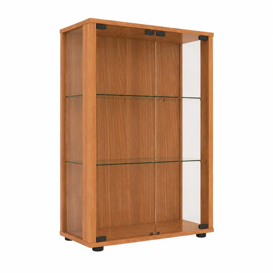 Meuble polyvalent, en noyer et verre, pour les espaces de vie