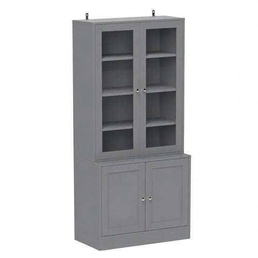 Bureau, réglable, avec rangement, avec étagères, en verre trempé, 76 x 40 x 178,5 cm, coloris gris, pour l’espace de travail