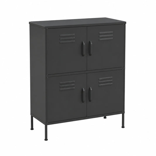 Armoire, avec rangement, en acier, coloris gris et anthracite, 80 x 35 x 101,5 cm, pour la chambre