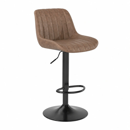 Chaise, pivotant, réglable, en cuir, coloris brun, pour la salle à manger ou la cuisine