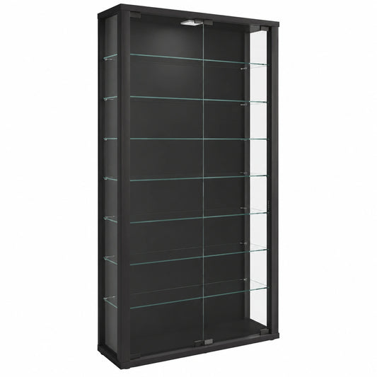 Meuble polyvalent, avec rangement, avec éclairage LED, 118 x 59 x 18 cm, coloris noir, pour les espaces de vie