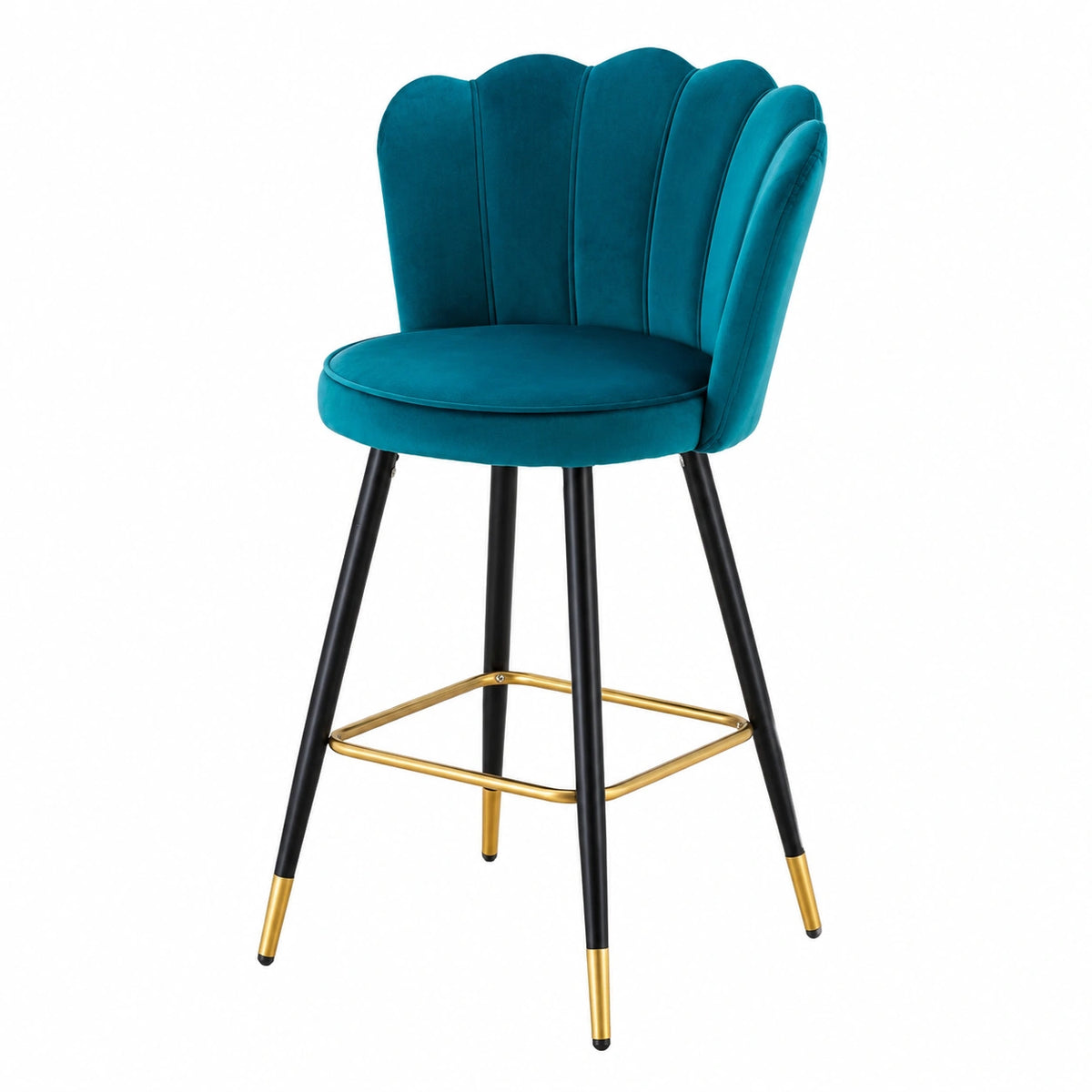 Chaise, en métal et velours, coloris bleu, pour la salle à manger ou la cuisine